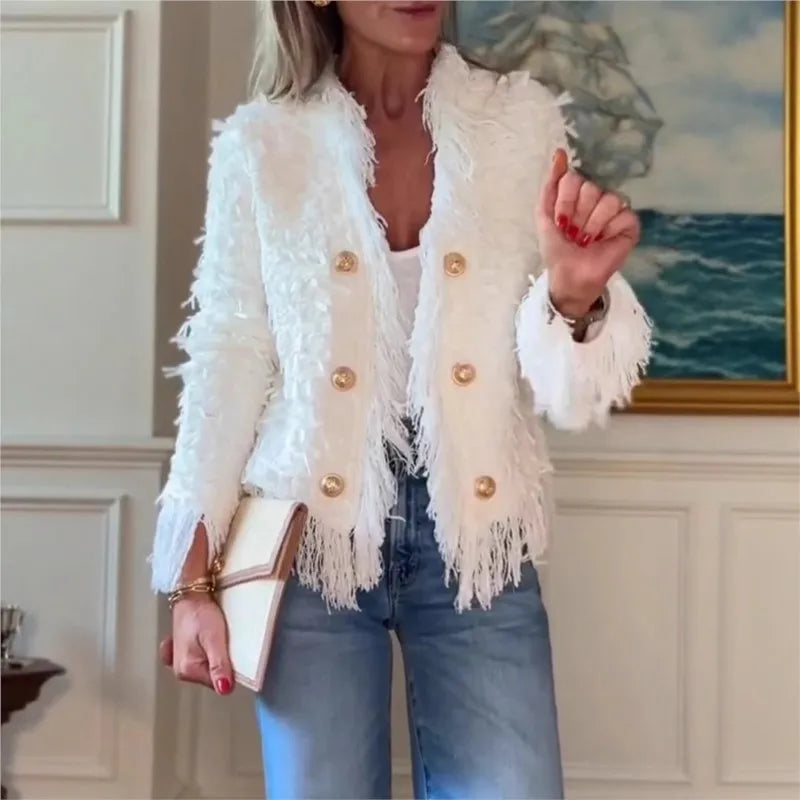 Elegant Double-breasted Tassel Jacket