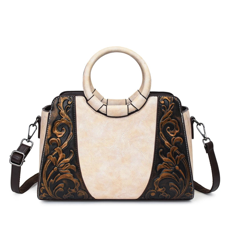 Vintage Embossed PU Leather Women's Shoulder Bag