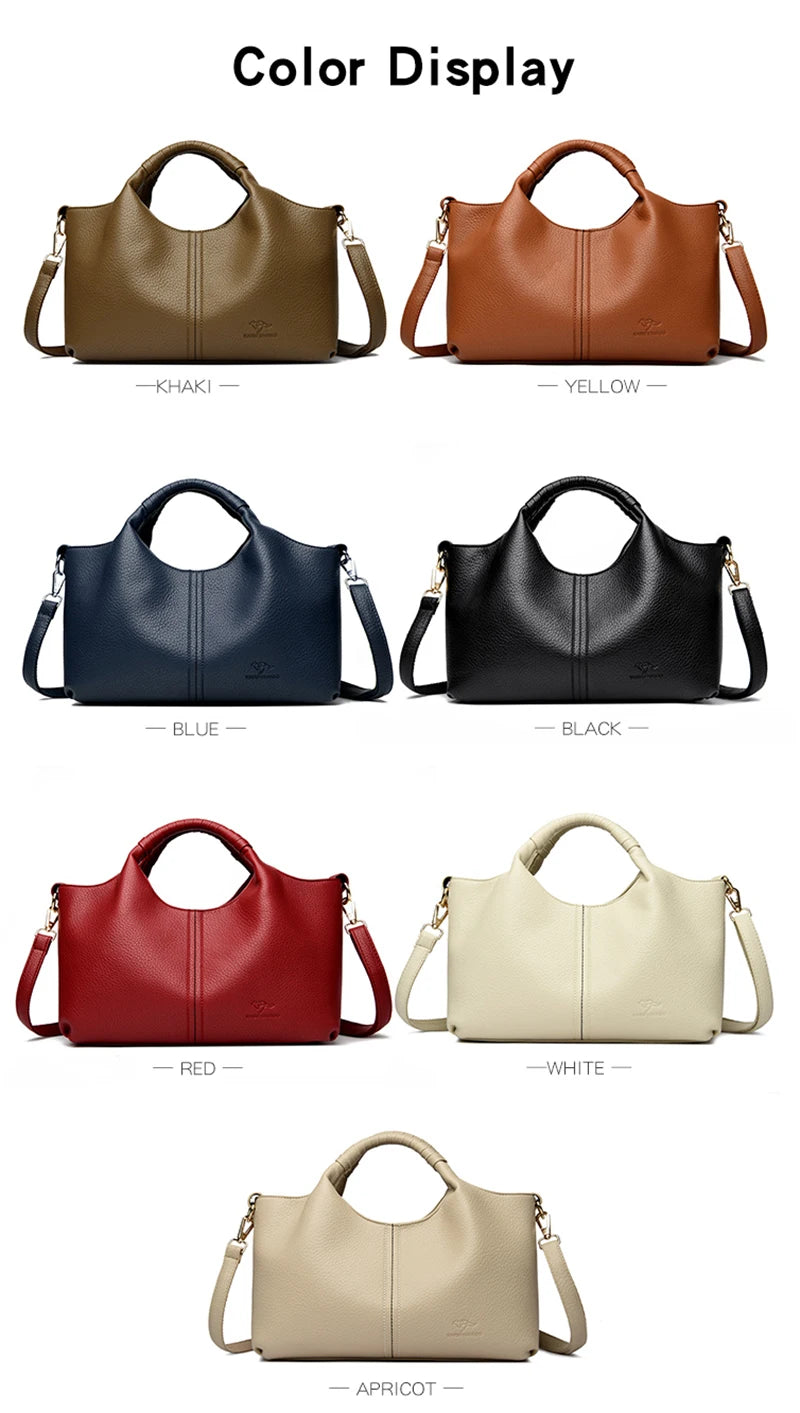 Leather Diagonal Crossbody Tote Bag