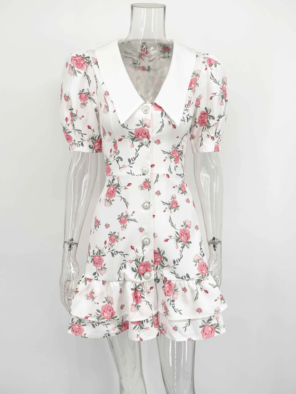 Women’s Floral Mini Dress Short Sleeve Lapel Style