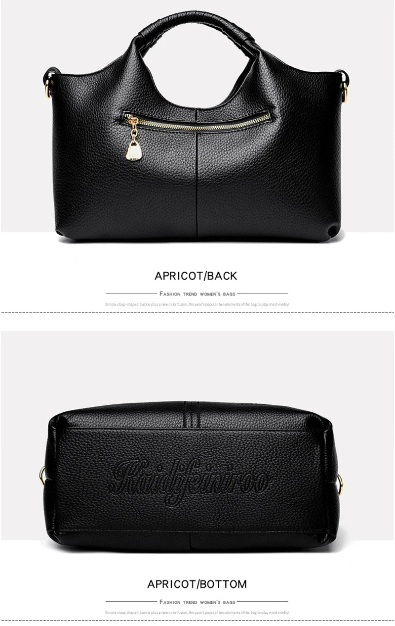 Leather Diagonal Crossbody Tote Bag
