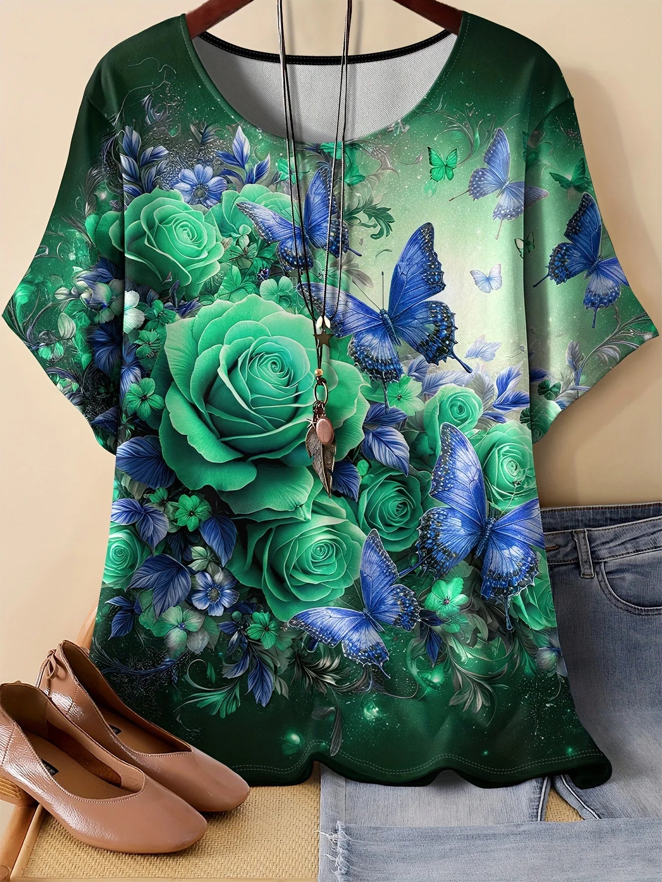 Summer Flower Butterfly T-Shirt