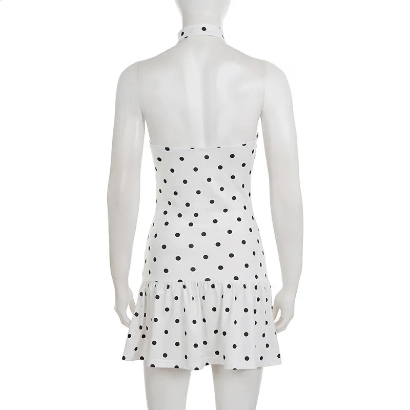 Polka Dot One Shoulder Ruched Waist Bodycon Mini Dress