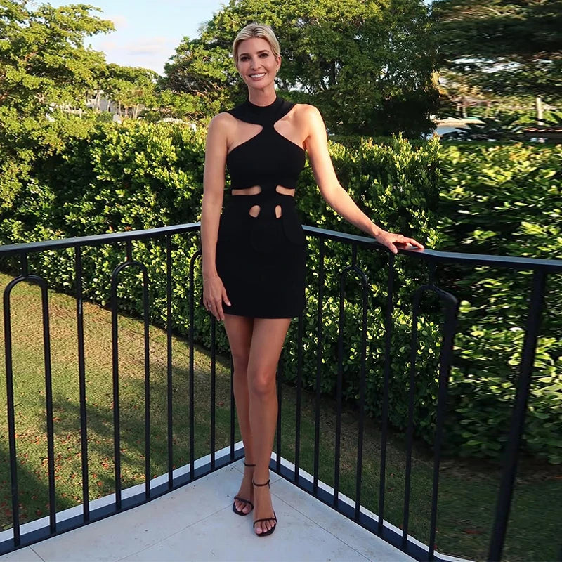 Women’s Halter Mini Dress Sleeveless Cut Out