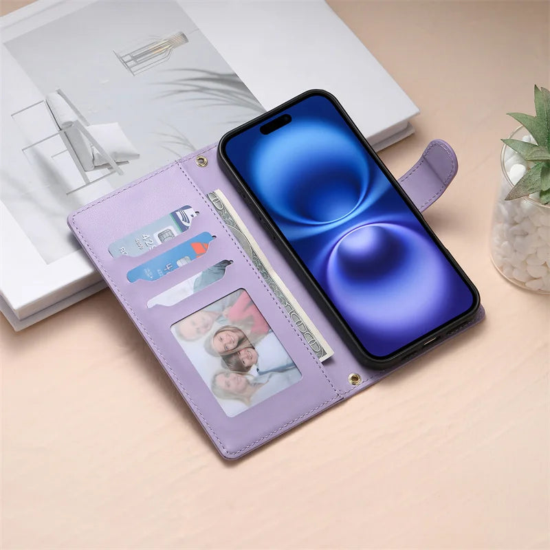 Crossbody Leather Phone Case for Samsung Galaxy – Lanyard Card Wallet Cover