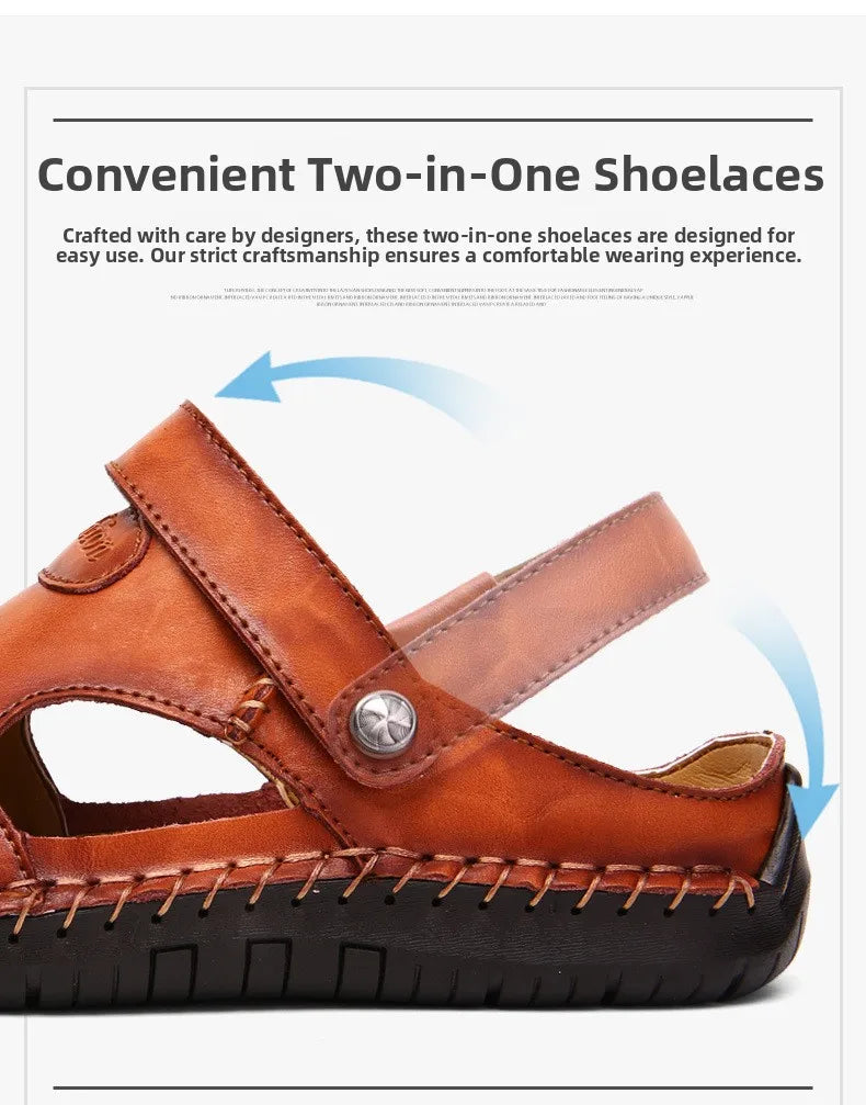 Men’s Premium Leather Sandals – Breathable Slip-On