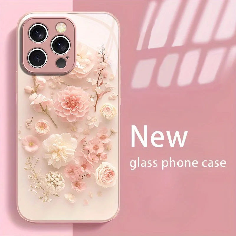 Flower Pattern Pink Metallic Paint  iPhone Case