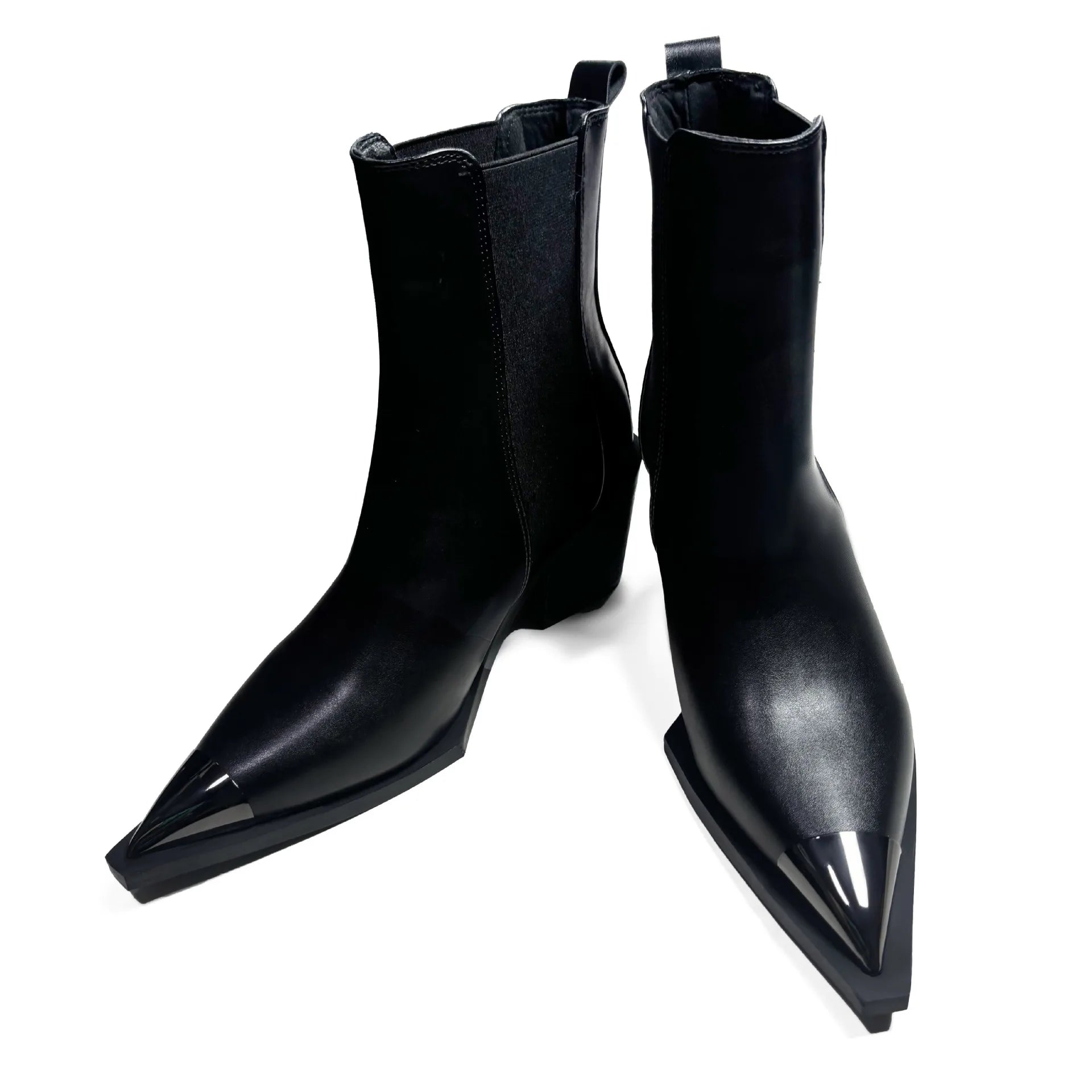 Pointed Metal Pointed Toe Chelsea Ankle Boots With Side Zipper