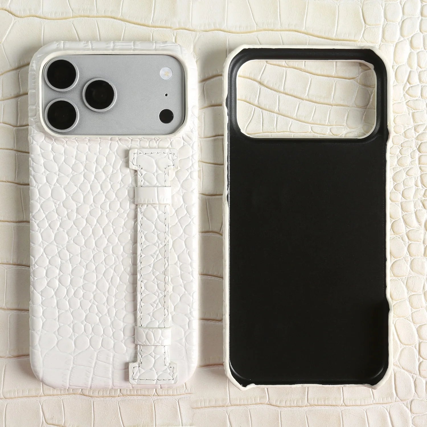 Genuine Leather Case with Wrist Strap & Kickstand for iPhone