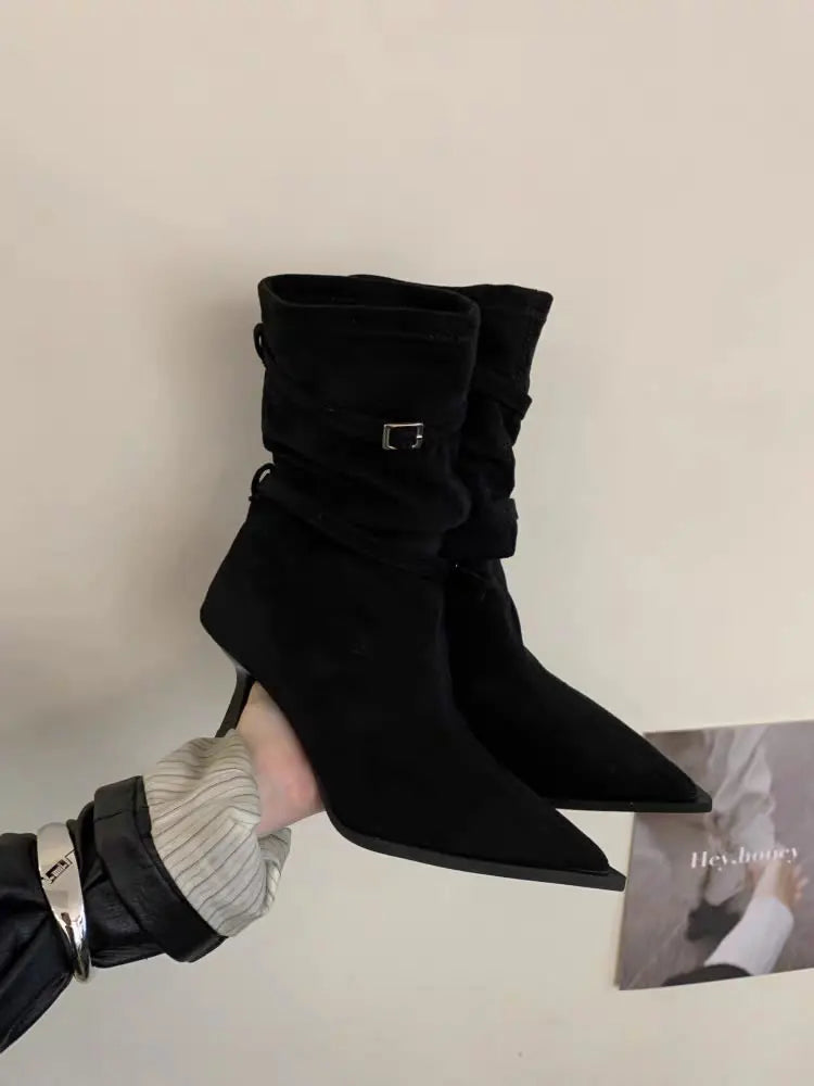 Women’s Suede Pointed Toe Ankle Boots