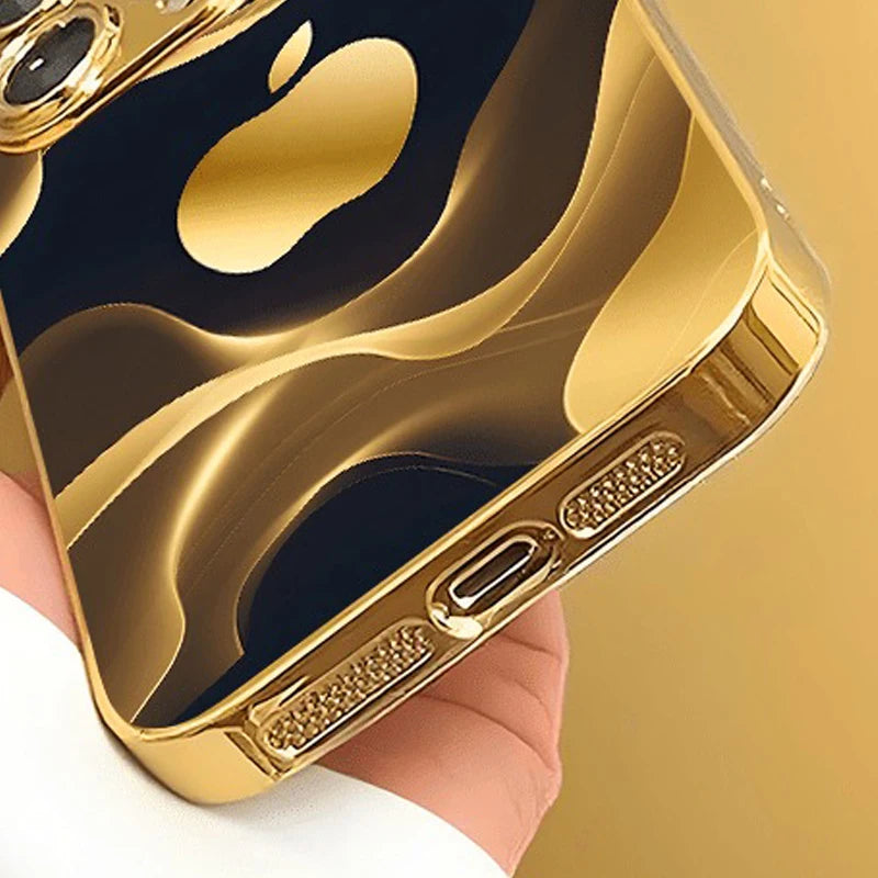 Gilded Fluid Gold Metallic Paint Glass Phone Case for iPhone