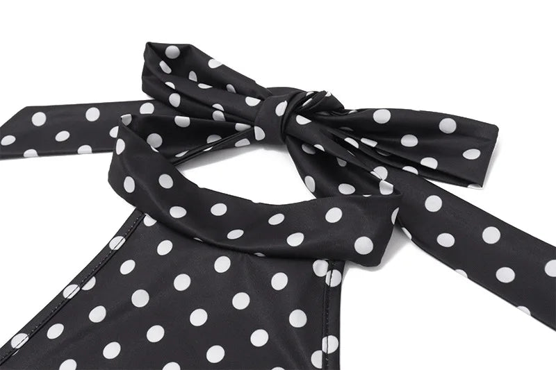 Women’s Polka Dot Off-Shoulder Sleeveless Mini Dress
