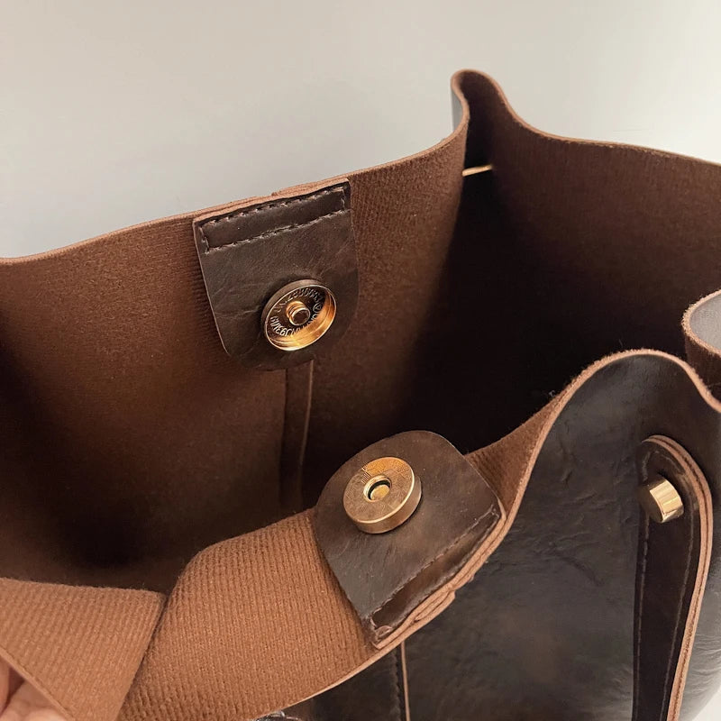 Vintage Style Oversized Leather Handbag 
