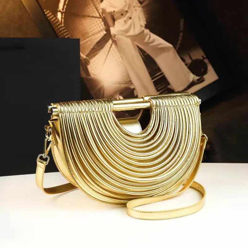 Gold Handwoven Hobo Bag Designer Evening Clutch