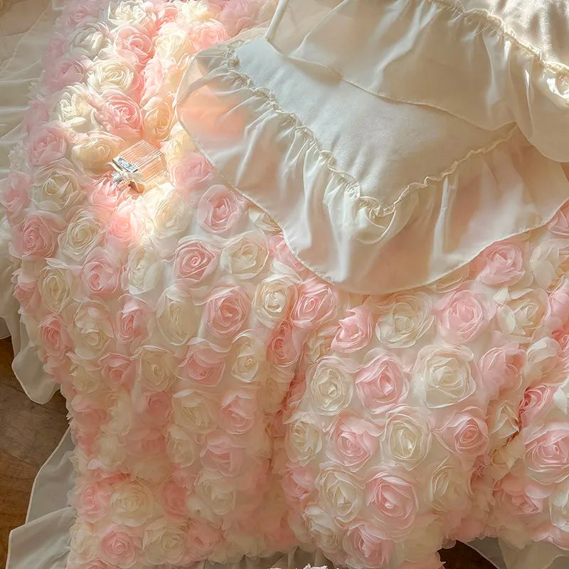 Luxurious  Velvet 3D Roses Bedding Set