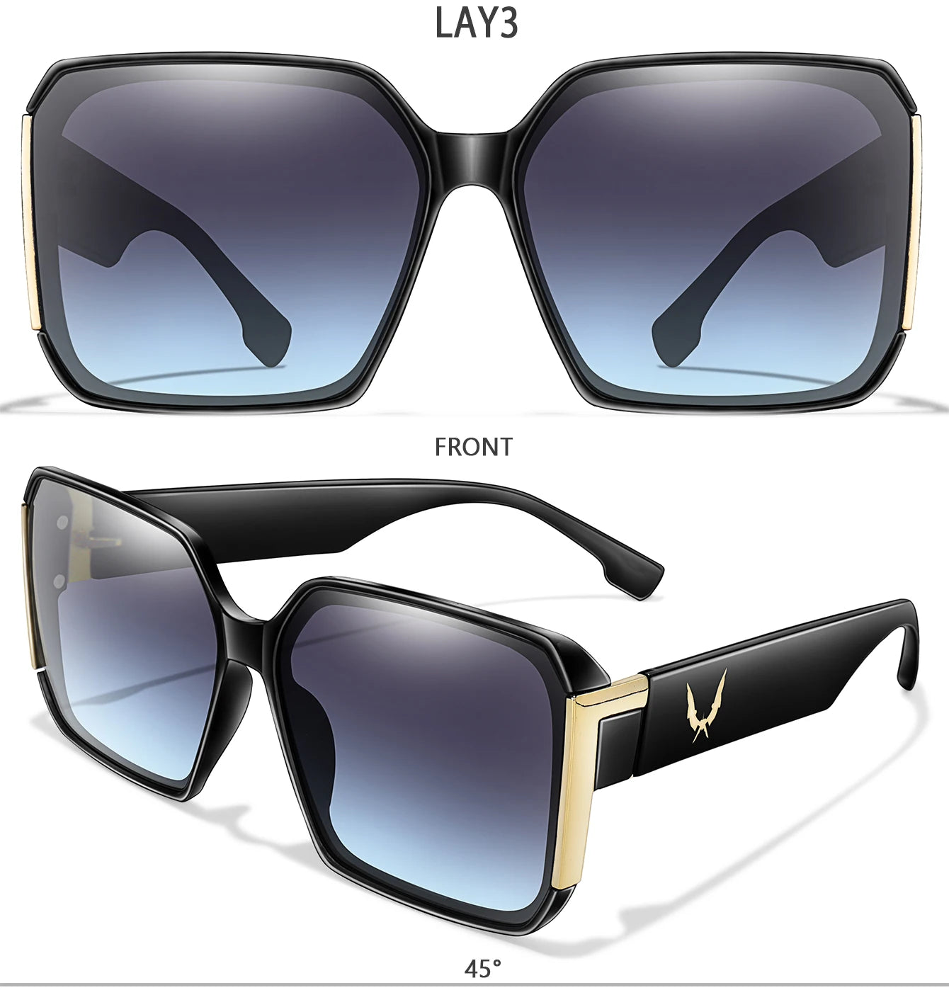 Elegant 2 Packs Unisex Square Sunglasses With UV Protection