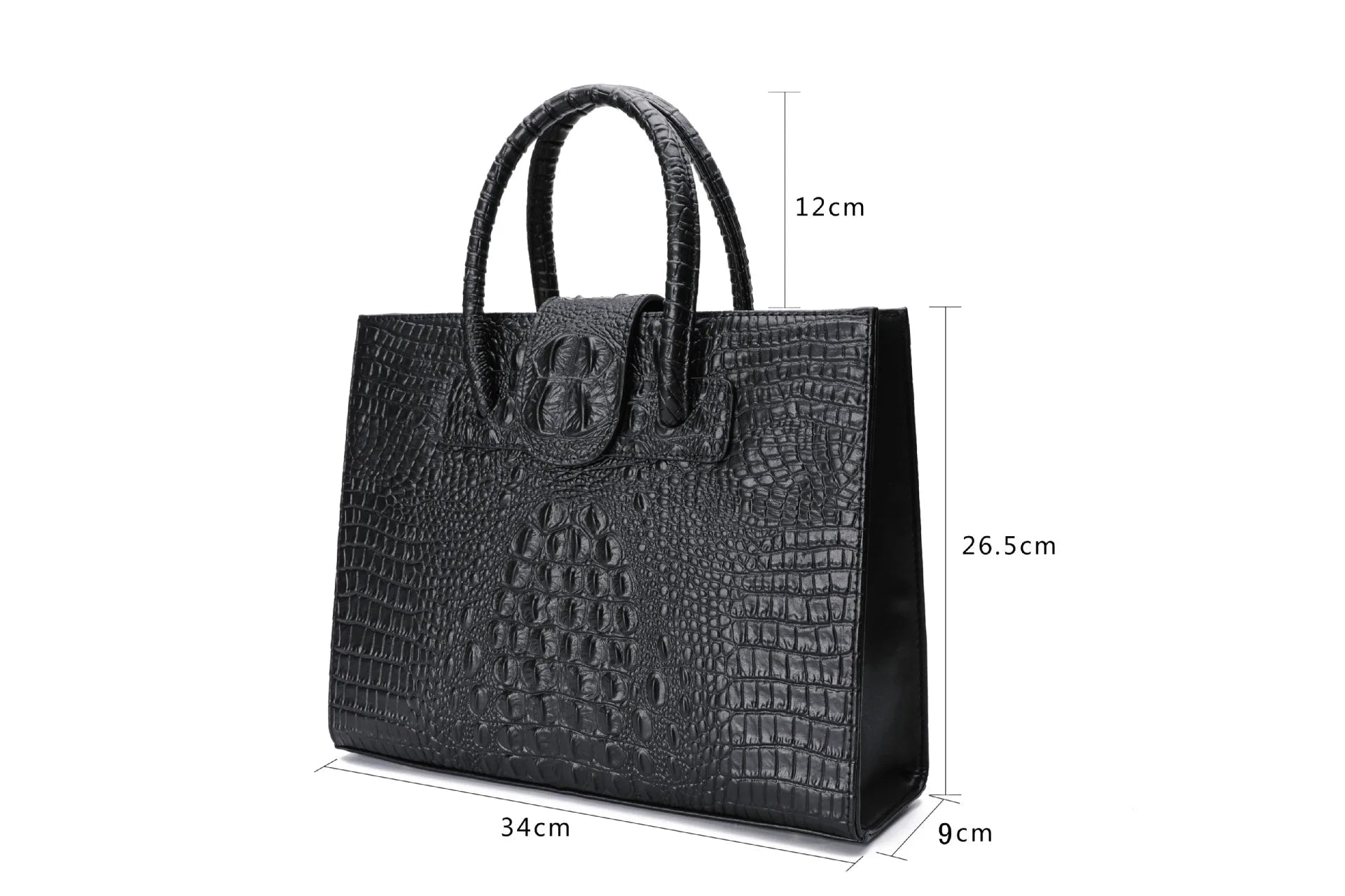 Large Crocodile Pattern Genuine Leather Shoulder Bag