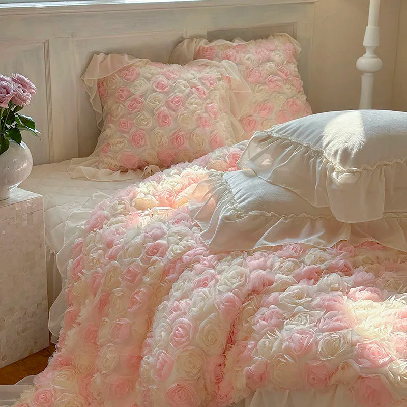 Luxurious  Velvet 3D Roses Bedding Set