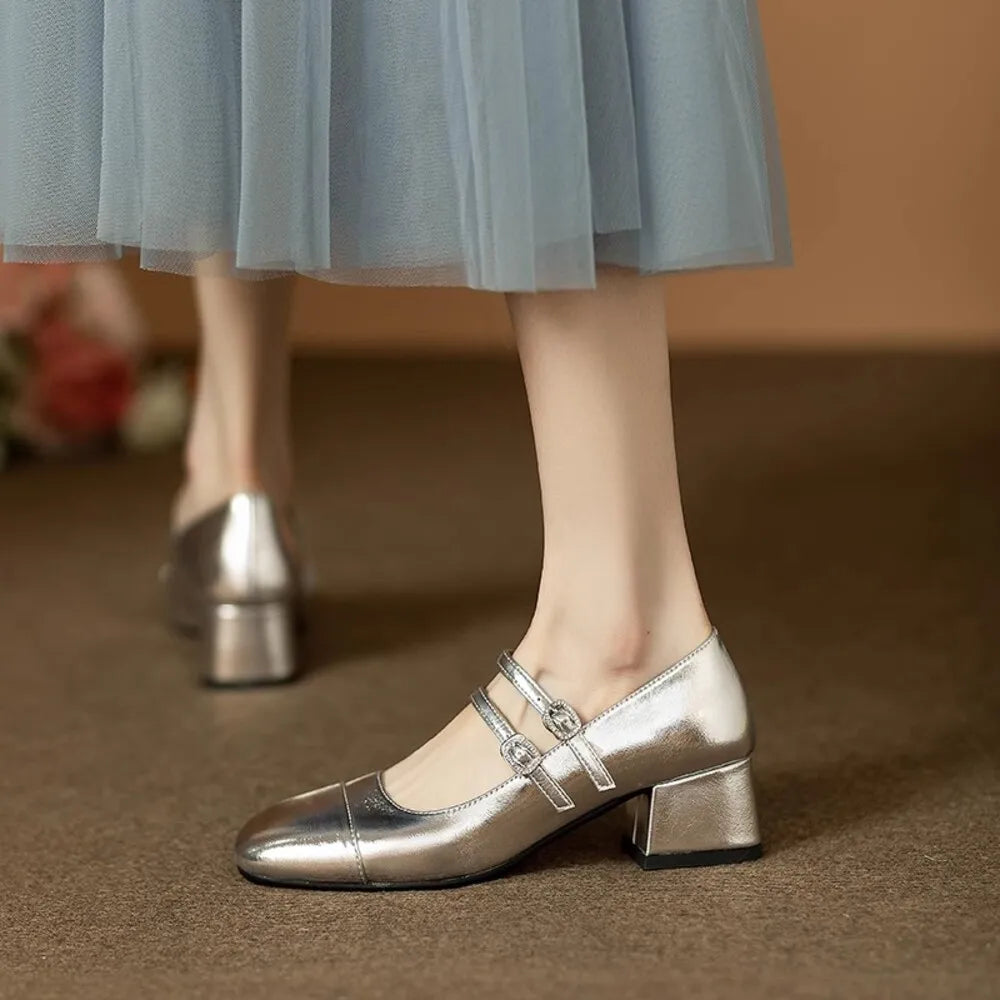 Women’s Retro Square Toe Chunky Loafers
