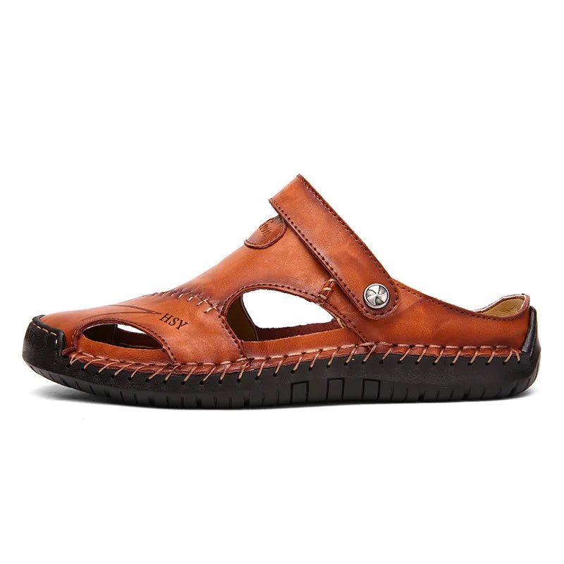 Men’s Premium Leather Sandals – Breathable Slip-On