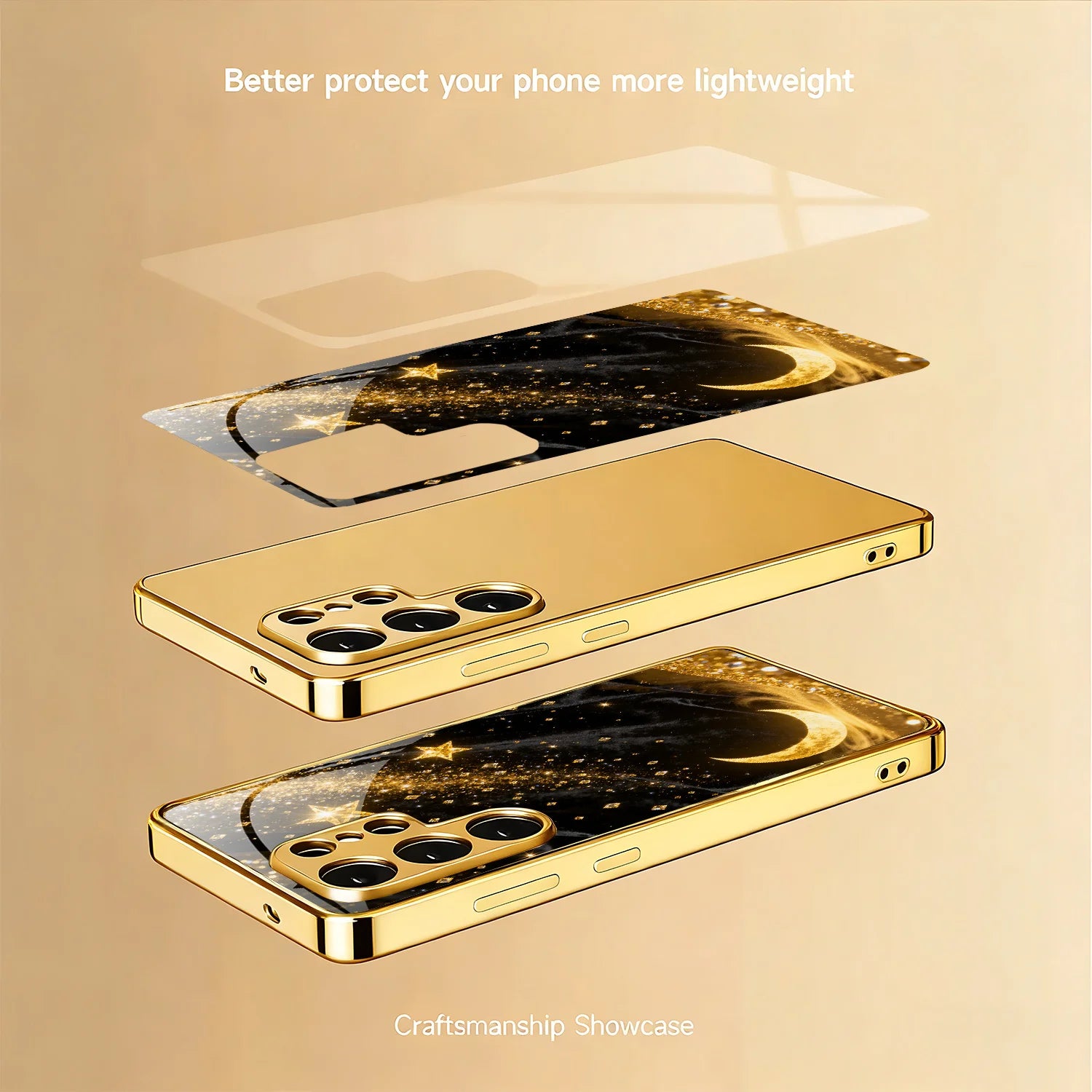 Electroplated Gold Half Moon Phone Case for Samsung 