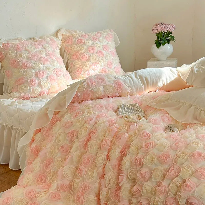 Luxurious  Velvet 3D Roses Bedding Set