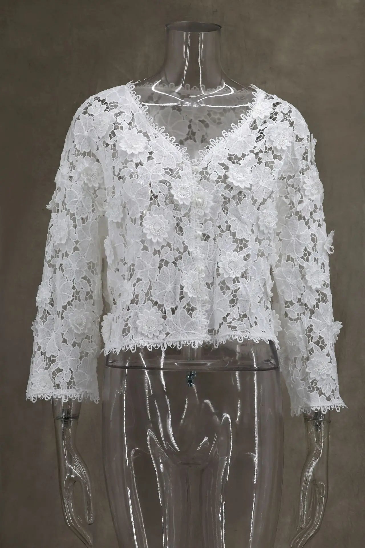 Summer Floral Hollow Out Lace Loose Women's Shirt