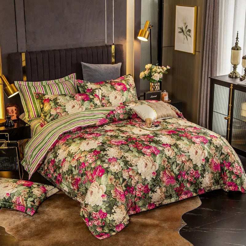 Elegant Vibrant Floral Bedding Set 100% Cotton