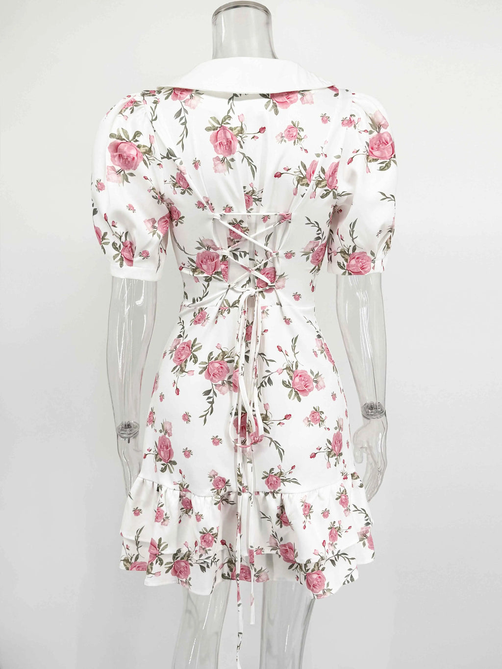 Women’s Floral Mini Dress Short Sleeve Lapel Style