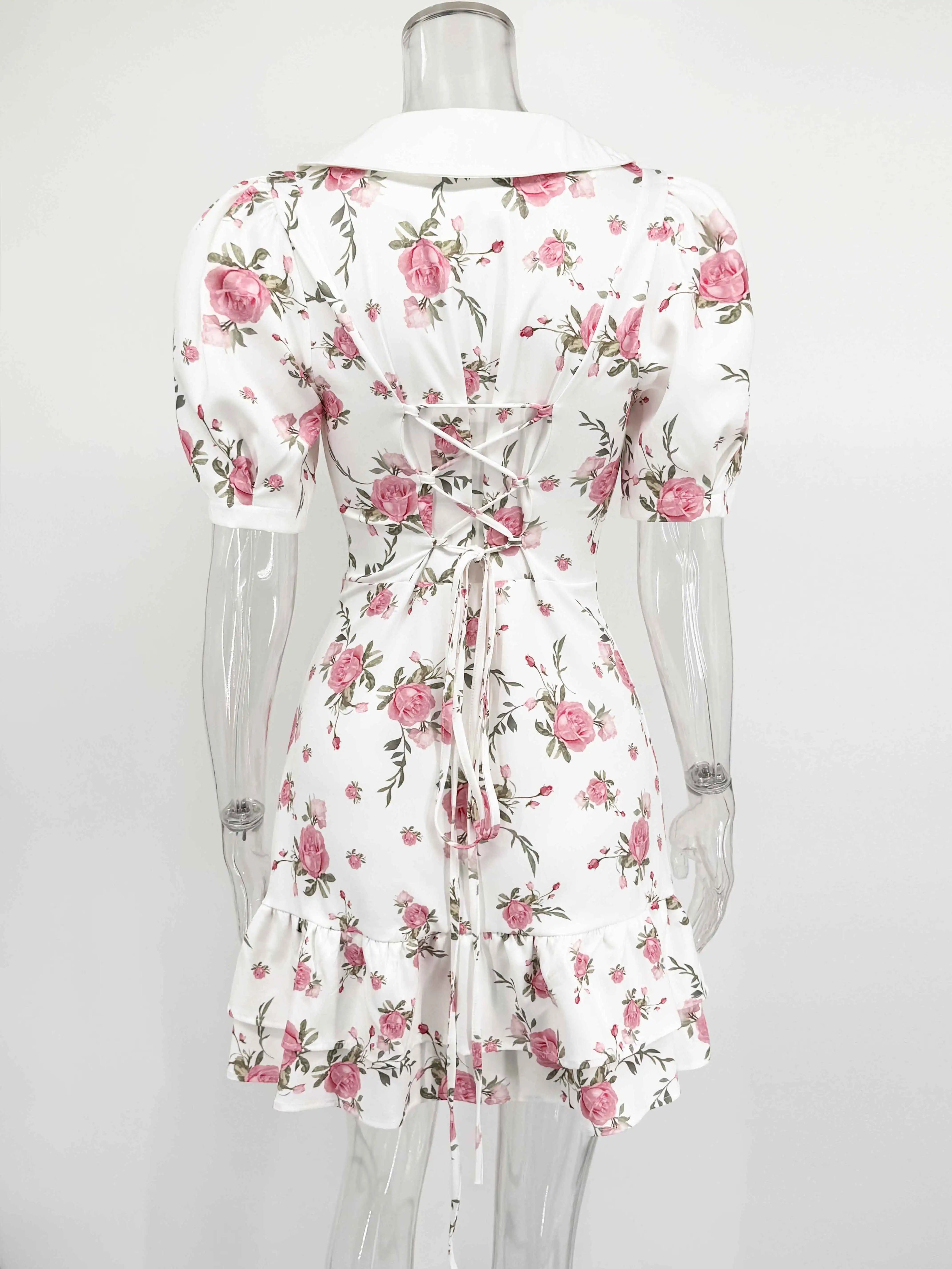Women’s Floral Mini Dress Short Sleeve Lapel Style