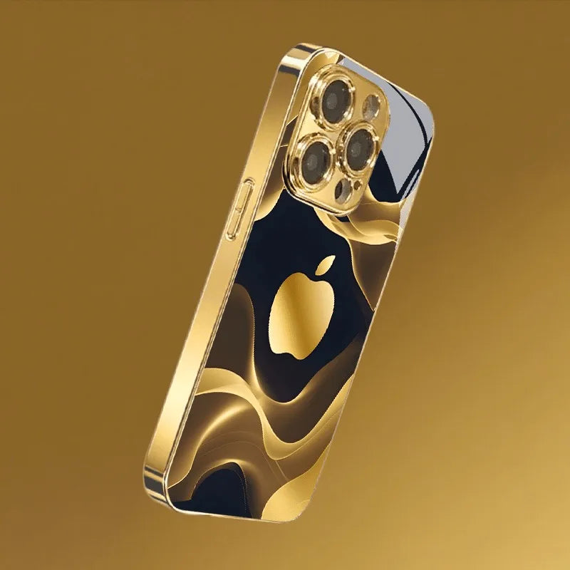 Gilded Fluid Gold Metallic Paint Glass Phone Case for iPhone