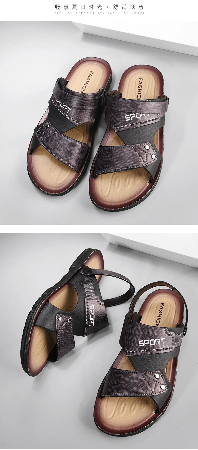 Men’s Premium Leather Slip-On Sandals for Summer