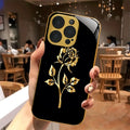 Electroplated Glass Rose Pattern Hard Shell Phone Case For iPhone