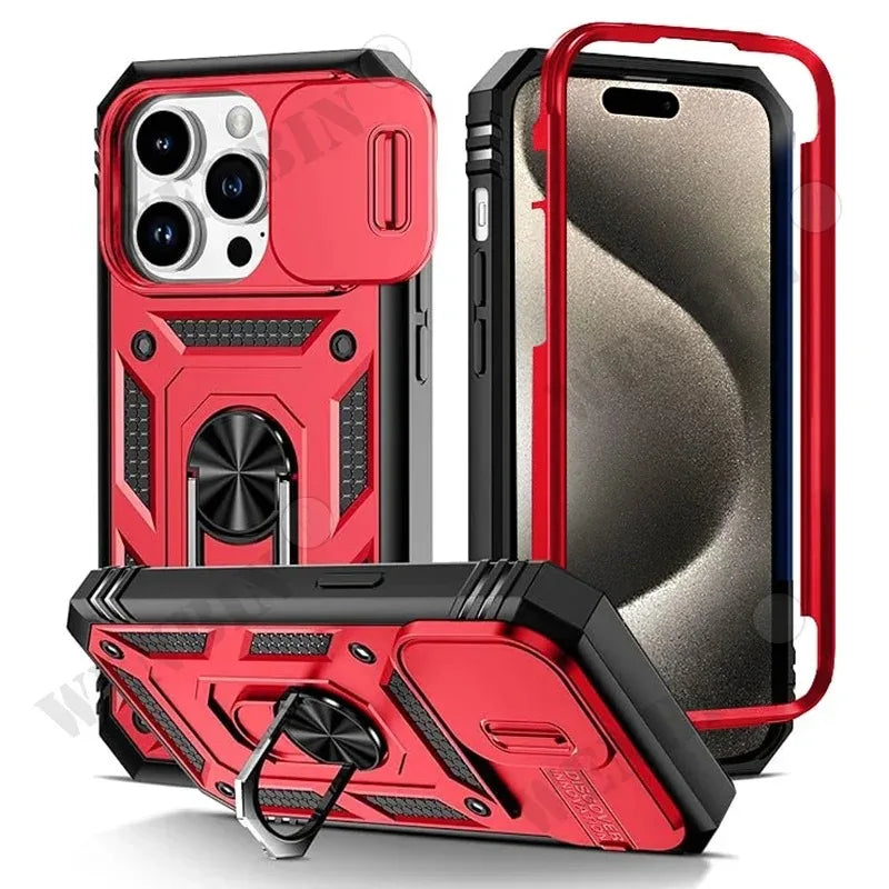 Heavy Duty iPhone Case with Camera 360 Degree Kickstand Cover