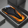 Black Orange Honeycomb Pattern Tempered Glass Phone Case for iPhone