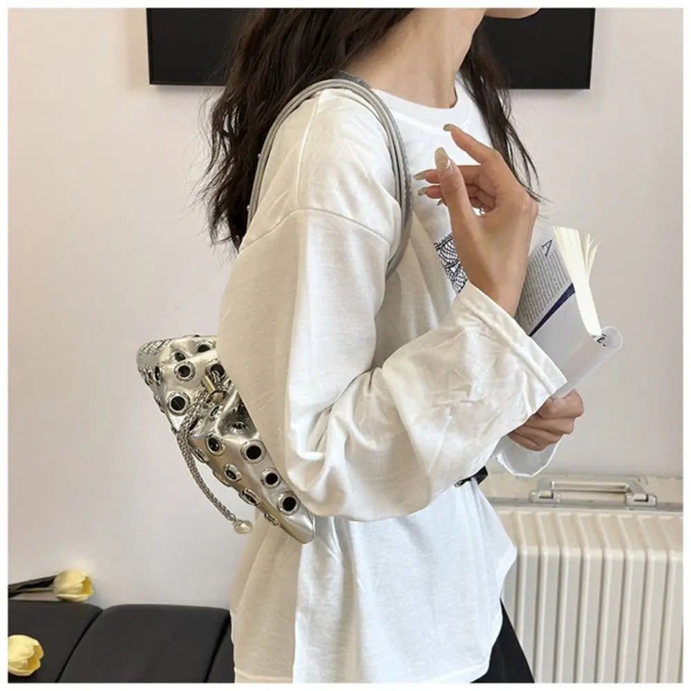 Unique Metal Stud Rivet Shoulder Bag