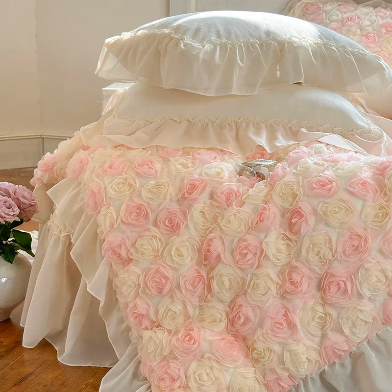 Luxurious  Velvet 3D Roses Bedding Set