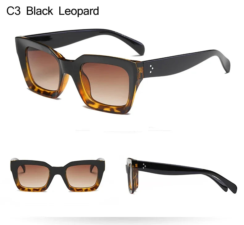 2pcs Fashion Square Thick Frame Anti Light Sunglasses UV400