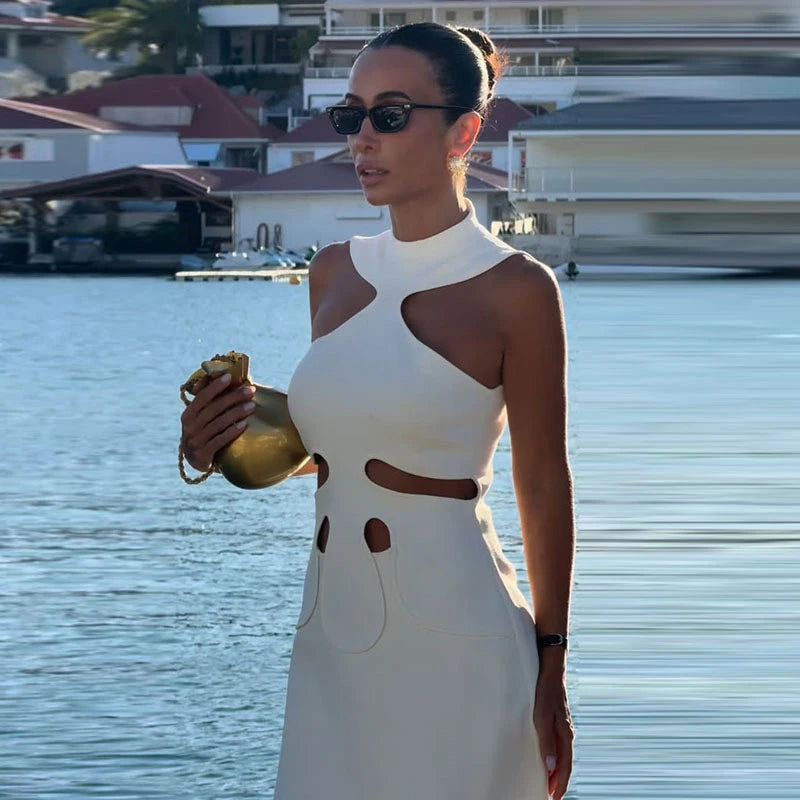 Women’s Halter Mini Dress Sleeveless Cut Out