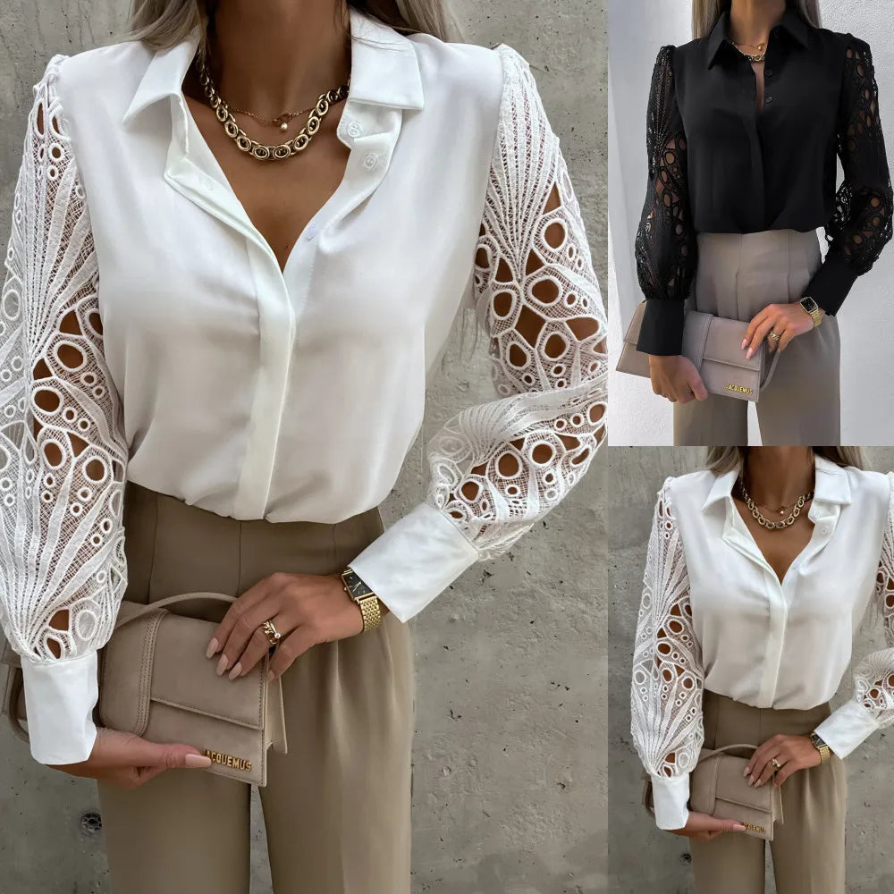 Vintage Chiffon V Neck Spring Blouse