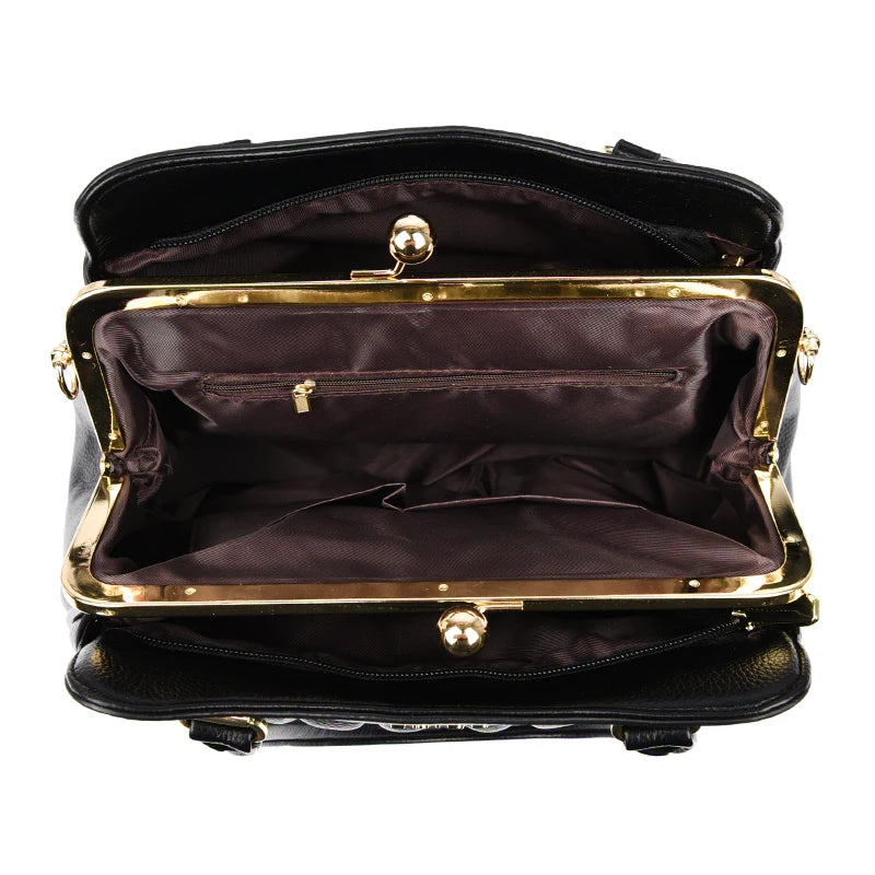 Vintage Style Clip Buckle Multi Pocket Women's Handbag
