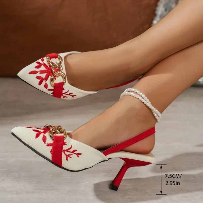 Comfortable Women’s High Heel Sandals Slip-On Buckle