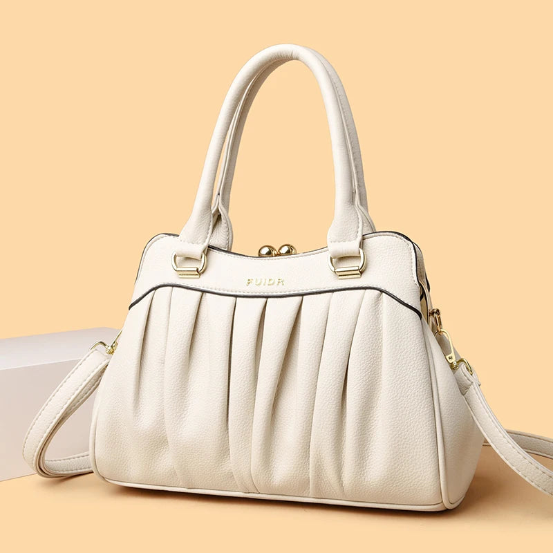 Vintage Style Clip Buckle Multi Pocket Women's Handbag