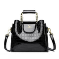 Alligator Patent PU Leather Shoulder Bag