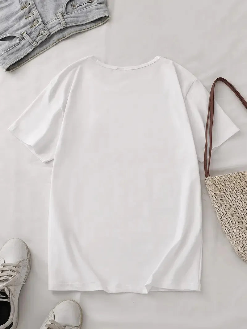 Distressed Denim Star Print Graphic T-Shirt