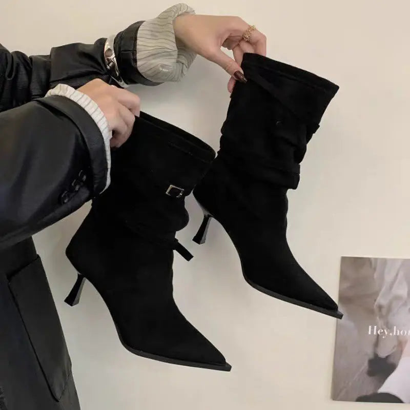 Women’s Suede Pointed Toe Ankle Boots