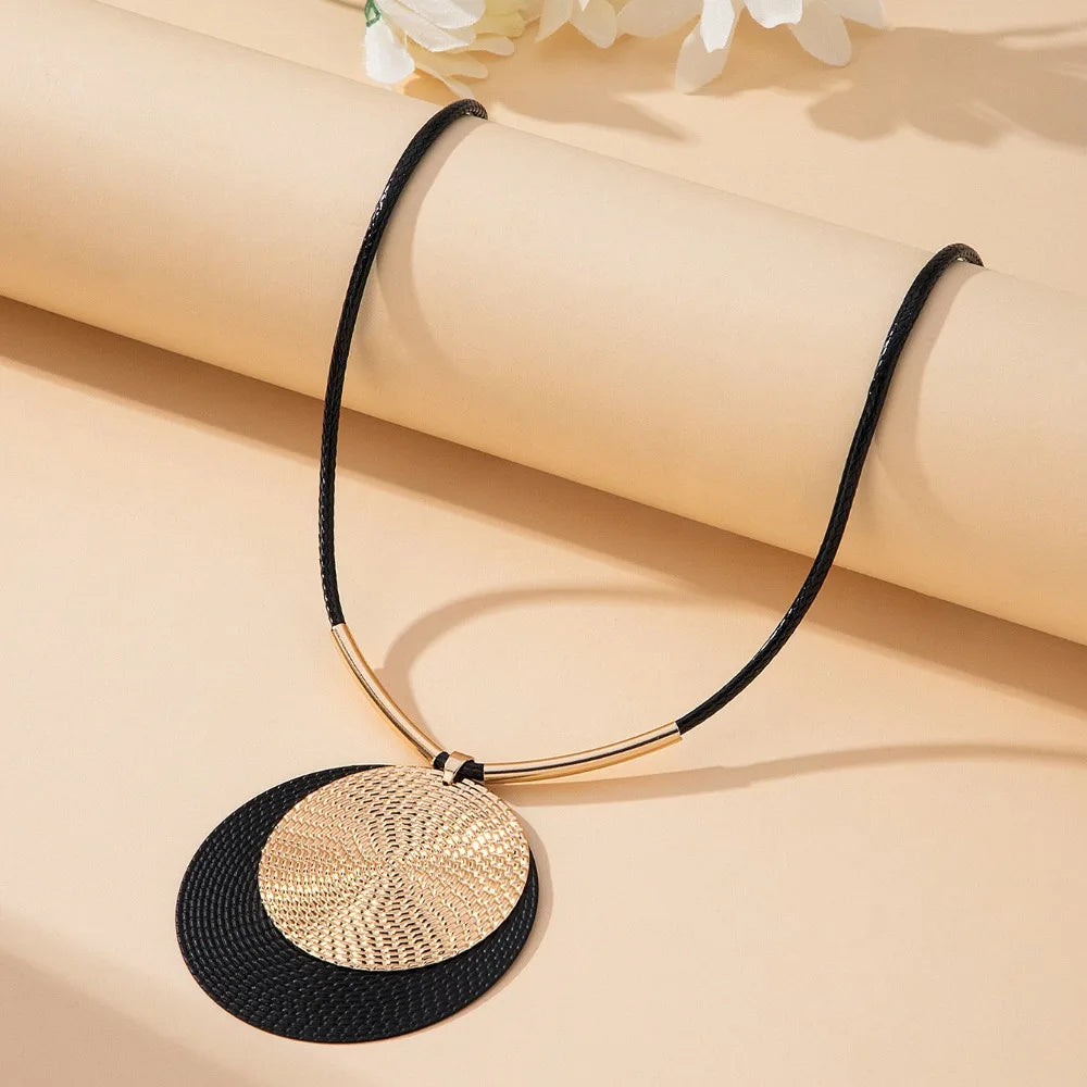 Unique Large Round Vintage Pendant Necklace Earrings Jewelry