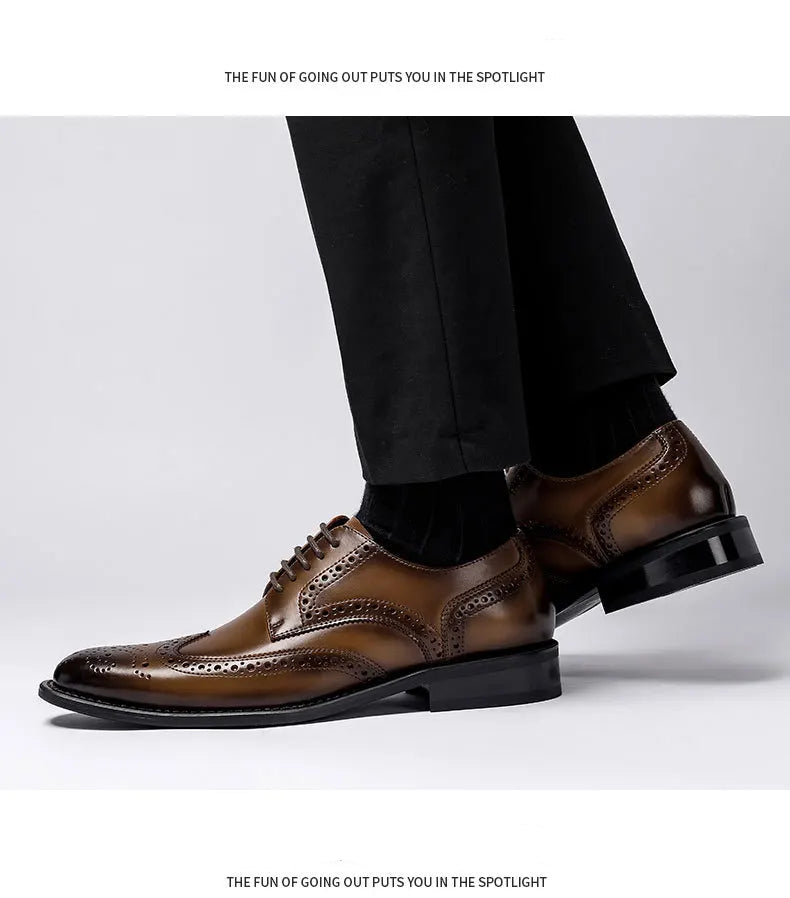 Genuine Leather Lace-up Men's Business  Dress Shoes