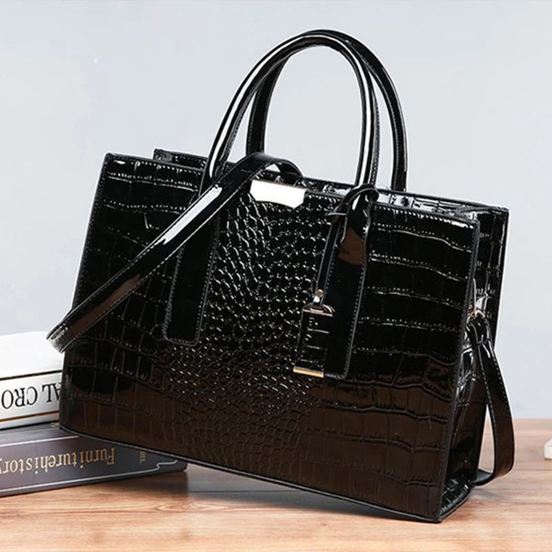 Oversized Tote Crocodile PU Leather Handbag