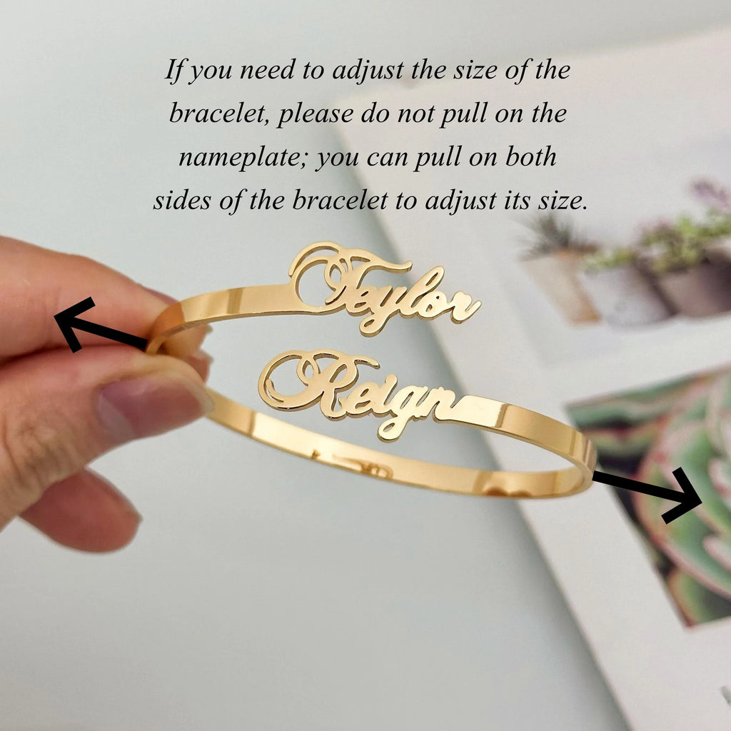 18K Gold Plated Custom Name Bangle Bracelet